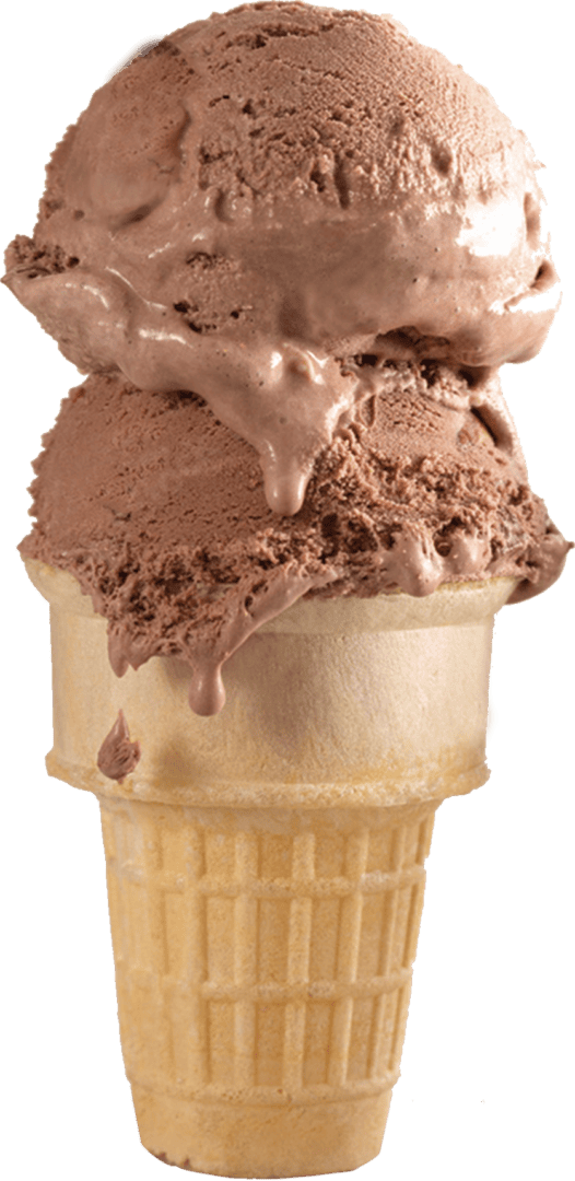 Melting chocolate ice cream in wafer cone