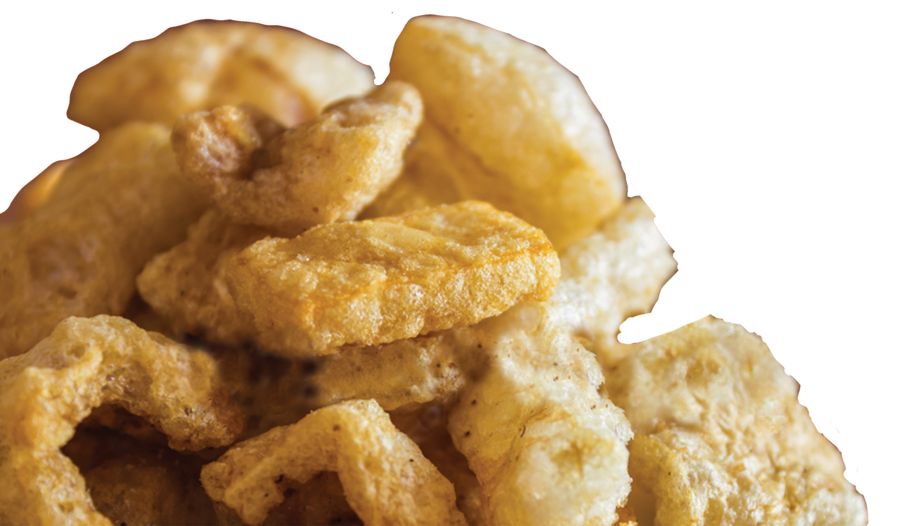 Close-up of crispy pork rinds
